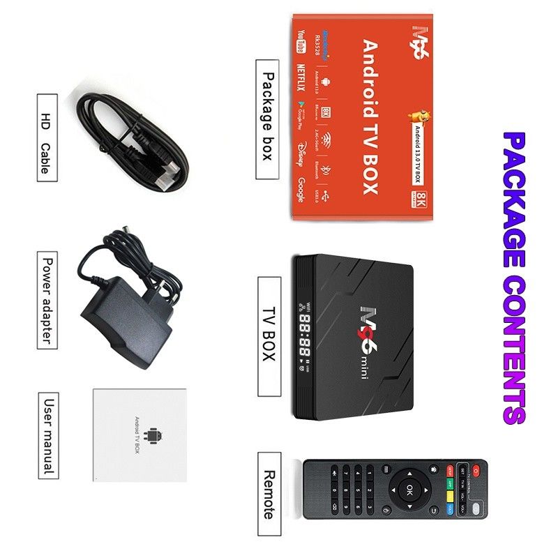اندروید 13.0 TV Box M96 مینی 4GB DDR4 رم 2.4G 5G BT5.0WIFI6