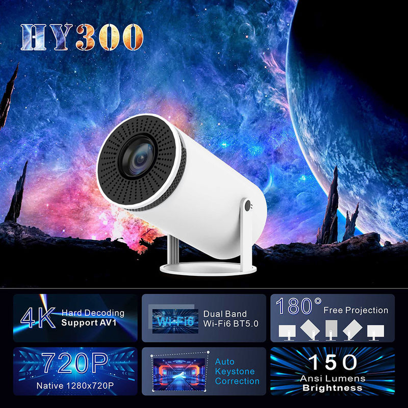 پروژکتور قابل حمل LCD HY300 با وضوح بومی 1280 * 720P 2.4G / 5G / BT41